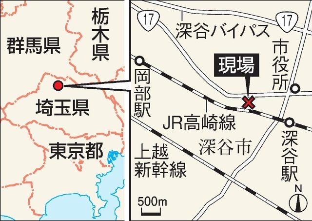 埼玉県深谷市にある平屋建ての住宅で庭先からシートに包まれた白骨遺体