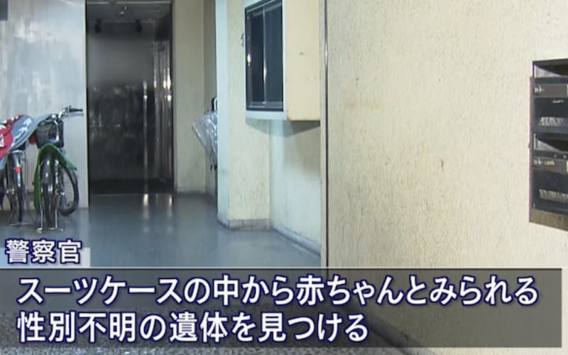 名古屋市中区栄のビル通路にスーツケースに入れられた乳児の遺体