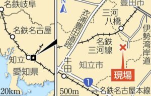 愛知県知立市にある道路脇の側溝に倒れていた男性の遺体