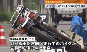 長野県佐久市と秋田市でバイクと車両が衝突する事故があり2人の男性が死亡