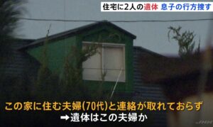 神奈川県平塚市にある住宅の室内で事件性のある2人の死亡した遺体